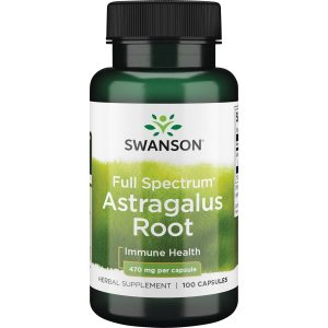 Swanson Vitamins Astragalus standardized herbal extract capsules in amber plastic bottle with label